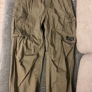 H&M Green Cargo Pants with Relaxed Fit and Elastic Cuffs